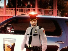 Working on a new uniform for the Minnesota State Patrol