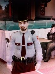 Working on a new uniform for the Minnesota State Patrol