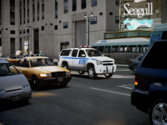 NYPD Suburban stuck in traffic