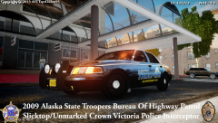 2009 Alaska State Troopers Bureau Of Highway Patrol Slicktop/Unmarked Crown Victoria Police Interceptor