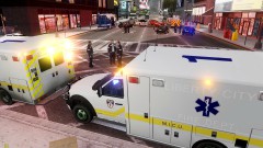 EMS Personnel stage 2 blocks away.