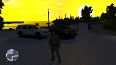 Two Tahoes in the sunset.