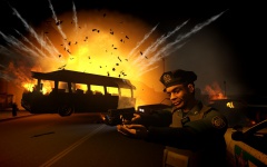 LCPD Officer Shooting Right As Bus Explodes