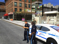 NYPD Highway Patrol officers having a chat