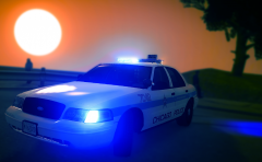 Chicago Police Crown Vic Unit On Scene During Sunrise
