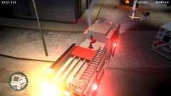 BOSTON S.W.A.T Team memeber puts out the fire using the fire engine