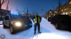 A LCSO Deputy blocks off a road.