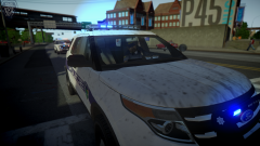 An LCPD Officer updates his MDT As He arrives on scene of a robbery.