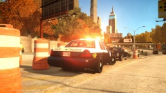 An Alderney Highway Patrol [AHP] cruiser during a traffic stop.