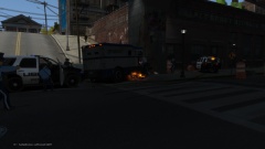 State Troopers can't do anything to save two burning felons pinned under a Armored Truck