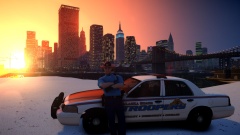 Sun setting over the city