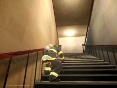 Ascending the stairs