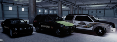 Sheriff's SUVs and mustang
