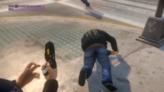 "Stay down, scumbag!"