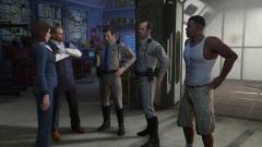 Michael, Franklin and Trevor getting briefed