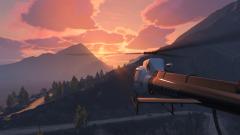 Sunset. Patrol helicopter