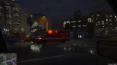 LSFD ambulance responding in rainy Los Santos nightlife