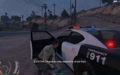 Armed man in construction yard.