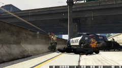 Interstate shootout with armed rioters