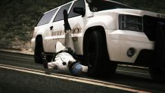 A cop getting ran over by another cop