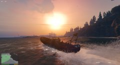 Racing on the waves with a beatifull sunset