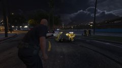 LSPD Officer investigates the accident