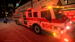 Tower Ladder 1 waiting for Search and Rescue