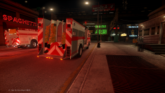 Engine 1 streching lines for the offensive fire attack.