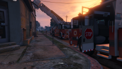 tower ladder on scene