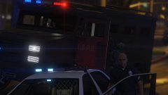 Michael and Trevor with Cops to investigate all bombs in the area