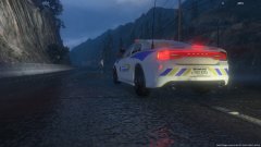 A Sheriff's Deputy encounters a citizen in the middle of the highway.