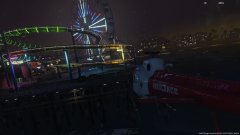 A Flight for Life helicopter begins its return to the hospital after a sea rescue.