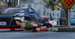 She's down! - Shootout in downtown LA.