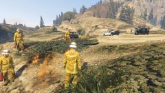 Mopping up a small brush fire in rural Blaine County