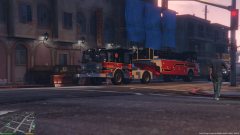 tiller ladder en-route to the fire station