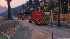 Tiller ladder & engine back from a fire