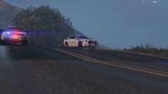 A sheriff's deputy prepares to pursue a stolen police vehicle