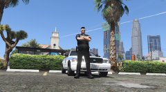 Miami Police Officer With His Car