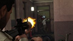 Shooting at the bank robbers!