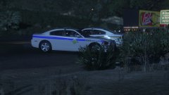 A SCHP Trooper and Charleston County Sheriff's Deputy stop to chat toward the end of their shift