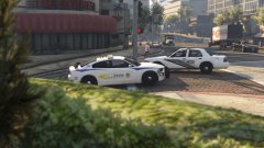 A Traffic Unit deputy passes a FCPS Officer while on patrol.