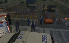 Traffic officers talk to the paramedics.