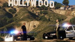 LAPD and LASD meeting in front of hollywood sign