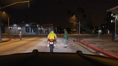 Wait, what is green hoodie doing?  The biker lucked out here. (II)