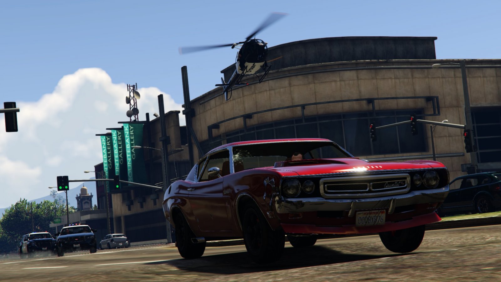 Suspect vehicle is a red Bravado Gauntlet Classic - GTA V Galleries 