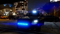LSPD blocking off a parking garage entrance so a suspect can't escape.