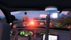 A SAHP Trooper approaches a possible stolen vehicle.