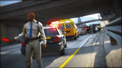 CHP Officers respond to a motor-vehicle accident on the Los Santos Freeway.