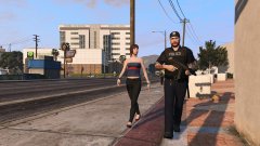 Escorting a witness. I love that looks at me longingly