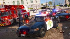 CHP, LAFD, and DOT arrives on scene of a vehicle accident in Alta.